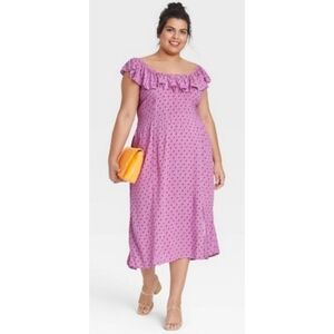Ava & Viv Ruffle Trim Polka Dot Dress